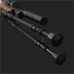 Logun MK2 22 Cal. air rifle, serial no 25885, with ASG fitted sight, bi-pod stand and fitted moderator  