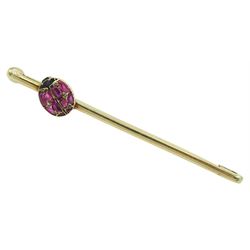 Late 19th/ early 20th century 14ct gold vari-cut ruby, diamond chip and enamel ladybird brooch