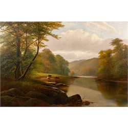 William Mellor (British 1851-1931): 'On the Wharfe - Bolton Woods', oil on canvas signed, titled verso 50cm x 75cm