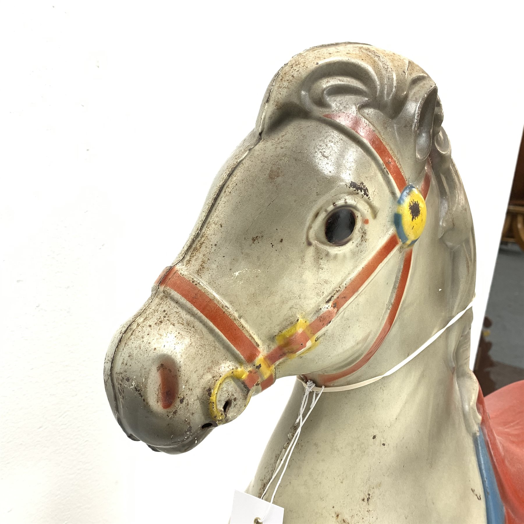 1950s Mobo Bronco metal ridealong horse with original decal to front