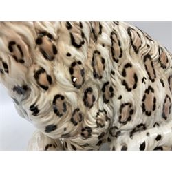 Ronzan fireside model of a snow leopard, with printed mark beneath, H38cm 