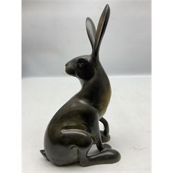 David Meredith (British 1973 - ), Sitting Hare, patinated bronze, signed and limited edition 16/75, H27cm 