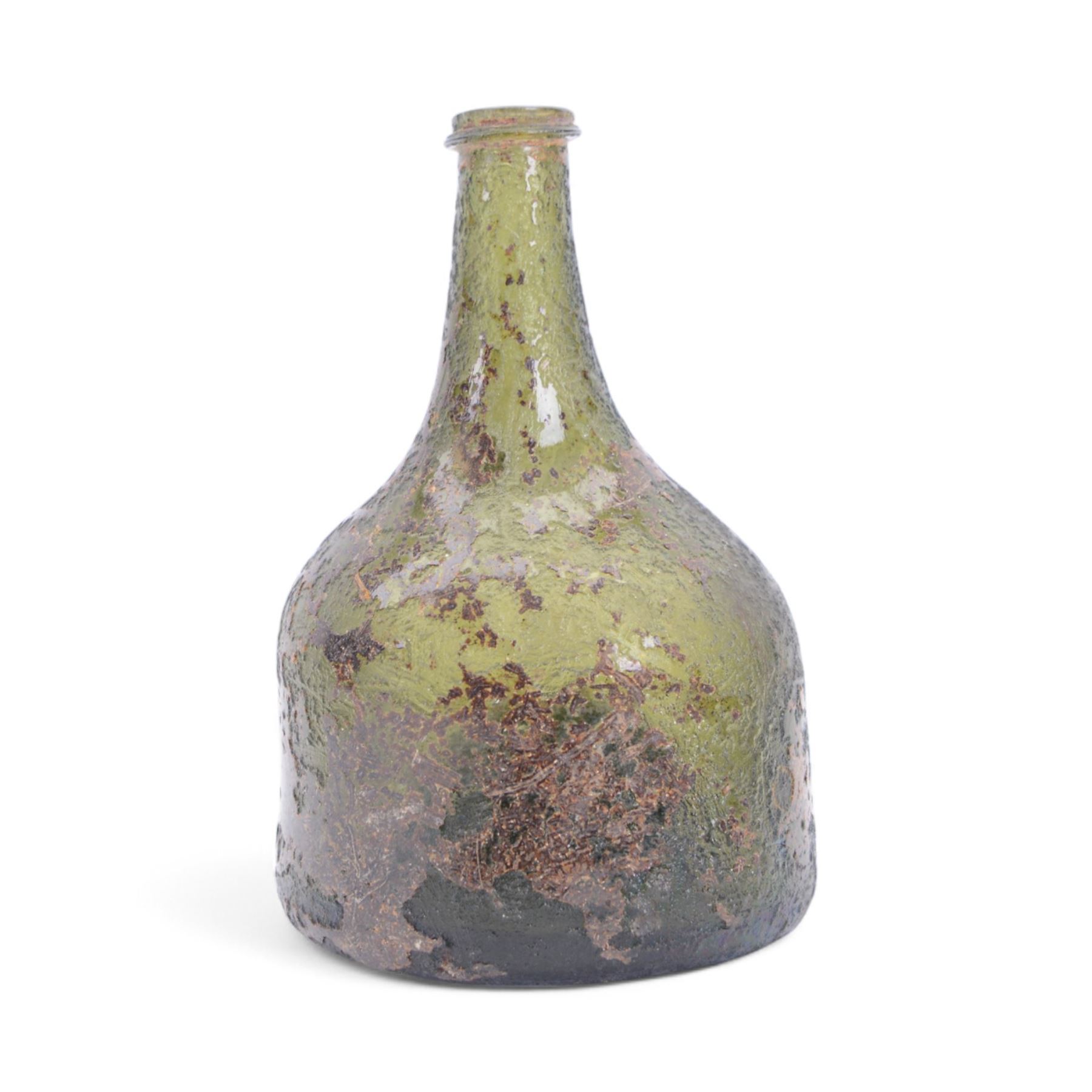 Early 18th century mallet shaped glass wine bottle, H20cm