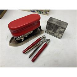 Stanley No.4 wood working plane, in original box, together with a cash tin box and British Boudoir travel iron 