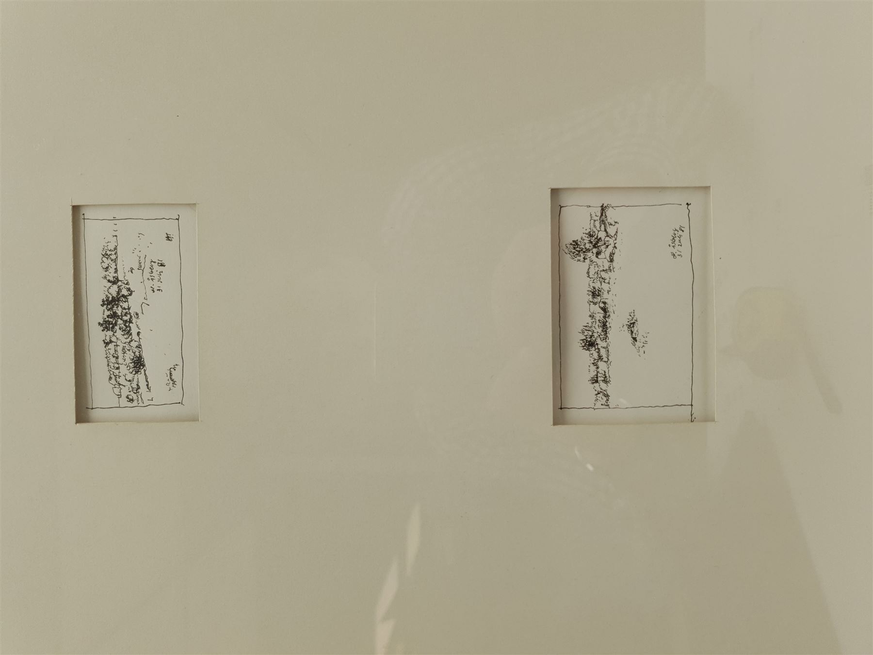 Hans Åsberg (Swedish 1932-): Landscape Sketches, set six miniature pen and inks framed as three signed and dated '81, max 9cm x 14cm (3)