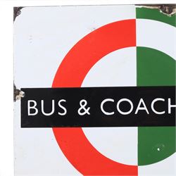 Reproduction enamel sign 'Bus & Coach Stop', H33cm