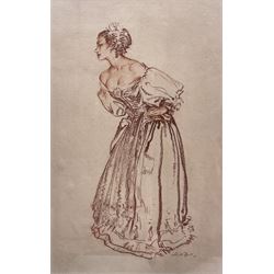 Sir William Russell Flint (Scottish 1880-1969): 'Clarissa' - Full Length Study, sanguine chalk signed 27cm x 17cm 
Provenance: private collection; with James Alder Fine Art, Hexham