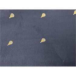 British SOE scarf/cravat woven with rows of small parachutes on a navy blue ground 74 x 76cm