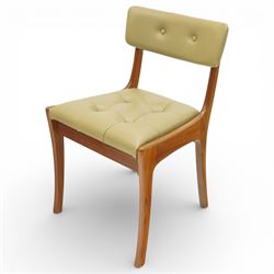 Vanson - Mid 20th century four leather dining chairs, button back and seat, on an shaped teak frame