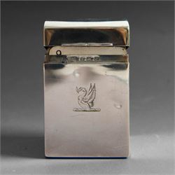 Edwardian silver miniature playing card case, of rectangular form engraved to body with cr...
