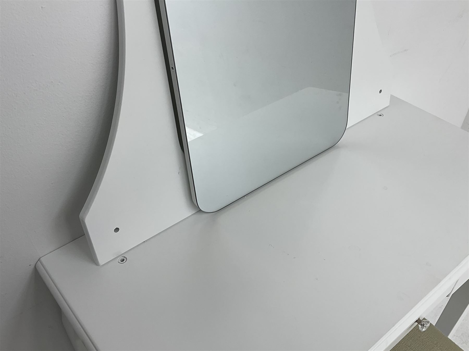 White finish dressing table with mirror and stool