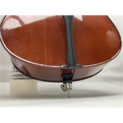 Modern Hungarian half-size cello with 69cm two-piece maple back and ribs and spruce top L114cm overall; and Stentor half size cello bearing label 'The Stentor Student II'; each in soft carrying case (2)