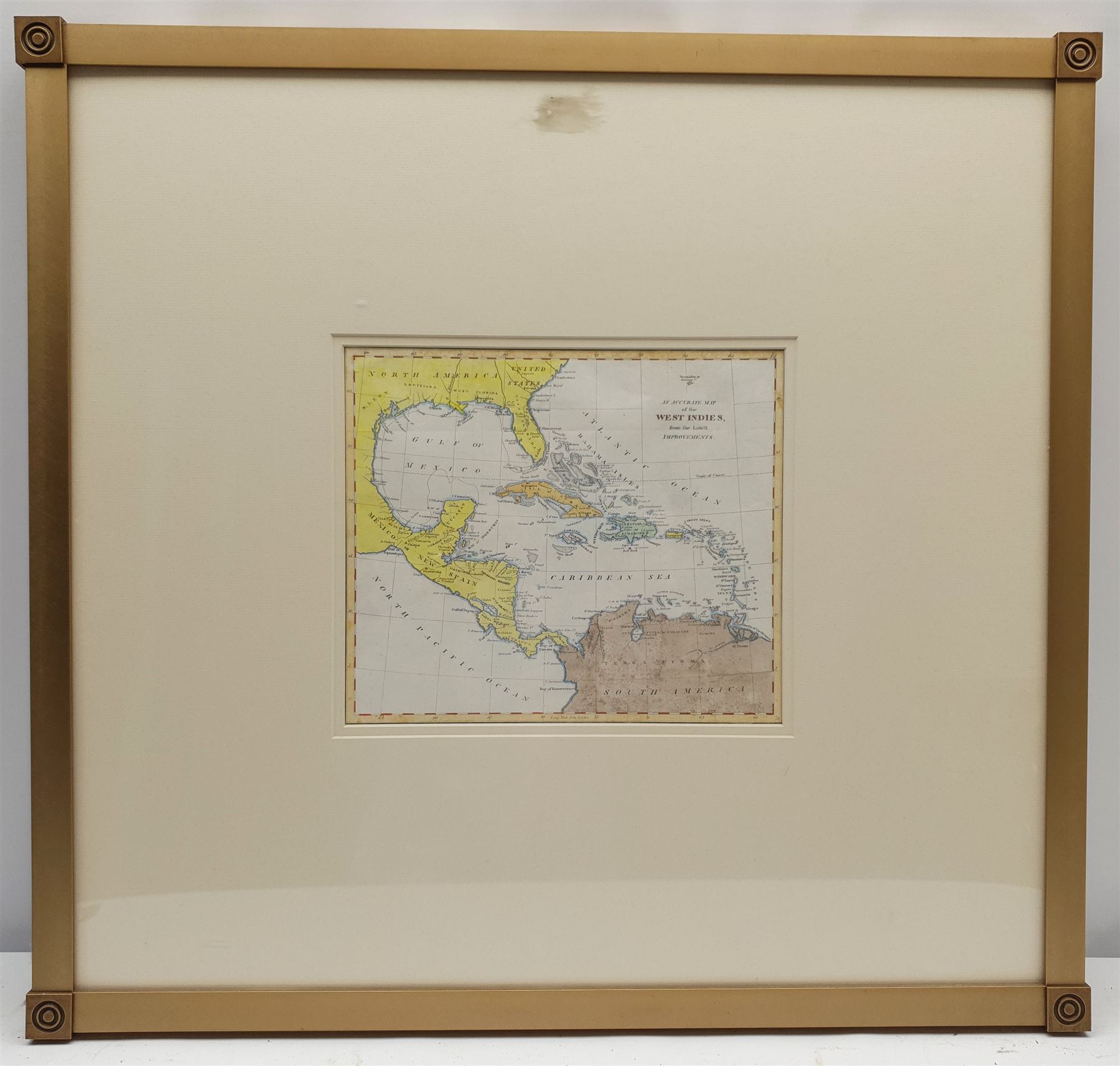 Robert Wilkinson (British fl.1768-1825): 'An Accurate Map Map of the West Indies from the Latest Improvements', early 19th century hand-coloured map 21.5cm x 24cm