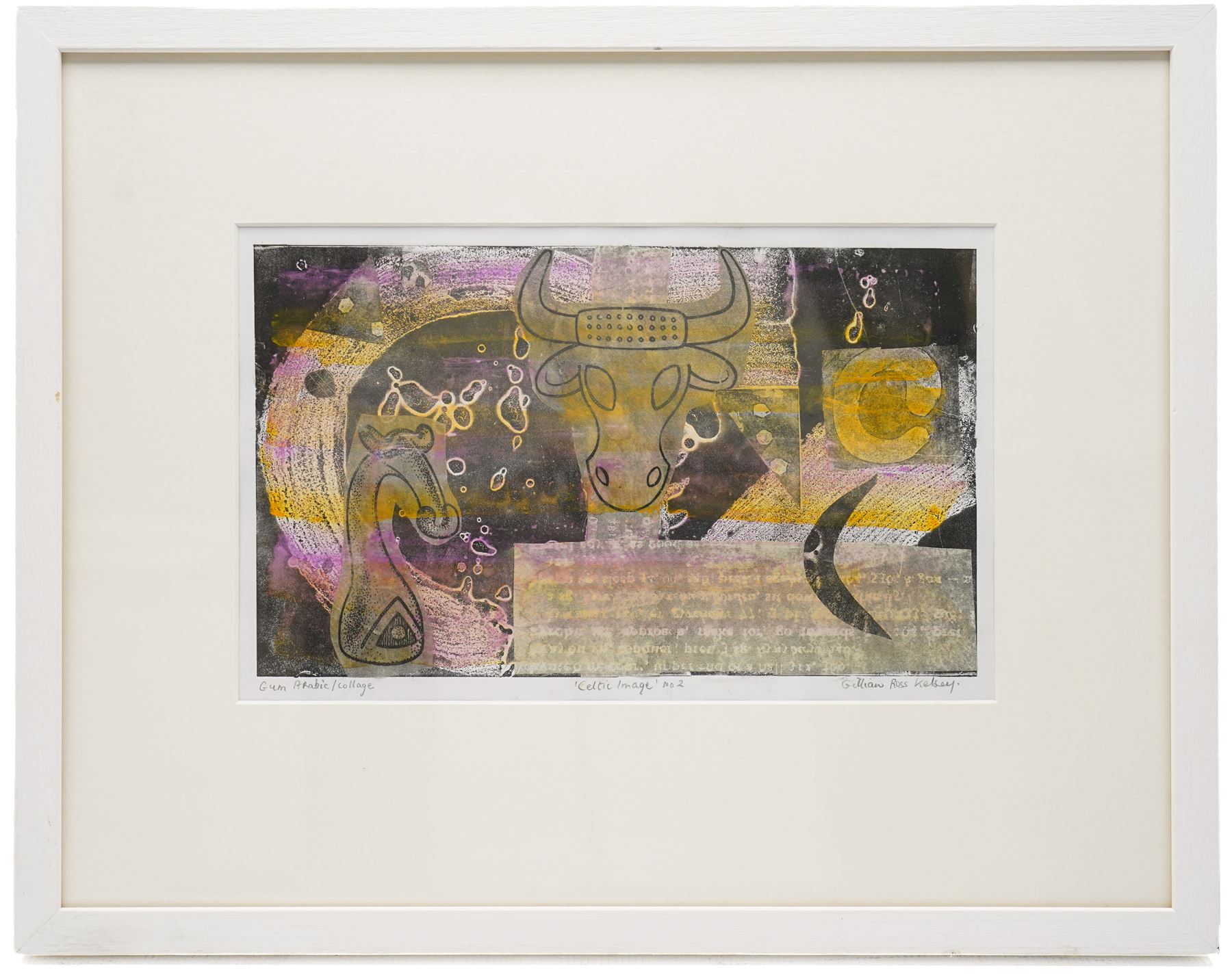 Gillian Ross Kelsey (British 1935-2025): 'Celtic Image No 2', mixed media on paper signed and titled in pencil 17.5cm x 29.5cm