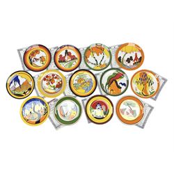  Thirteen Clarice Cliff Wedgwood limited edition plates, including Orange Roof Cottage, Summerhouse, Honolulu, Farmhouse etc, D20cm 