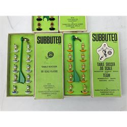 Subbuteo - seven 1970s boxed teams comprising Belgium; West Ham; Liverpool; Blackburn Rovers 2nd strip; Blackpool; Wolves and Manchester City; together with Track Suited team; boxed without inner packaging; and various unboxed teams including Brazil (?), FC Subbuteo, Liverpool 2nd strip and Crystal Palace