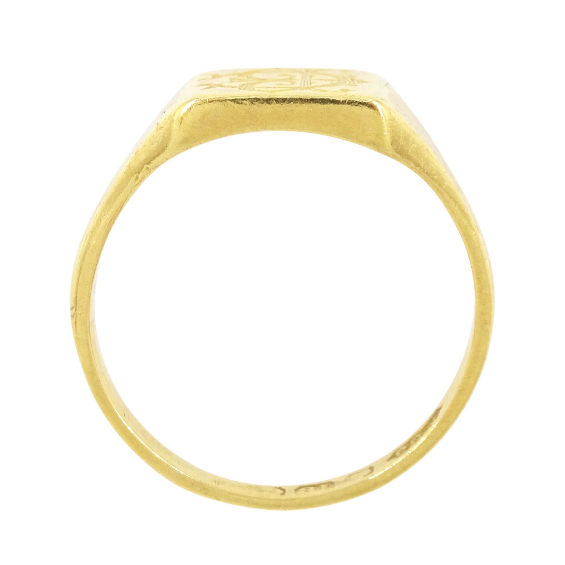 Early 20th century 18ct gold signet ring, monogrammed with initials, hallmarked