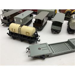 Hornby Dublo - forty-three goods wagons including nine tank wagons (Esso, Mobil, Vacuum, UD and Traffic Services), brake vans, meat and fish wagons, bogie well and bolsters, cable drums, open wagons, salt and grain wagons, etc; and six others by Tri-ang etc; all unboxed (49)