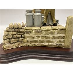 Border Fine Arts Putting Out the Milk, no JH66 by Ray Ayres, limited edition 200/1500, on wooden base, H18cm