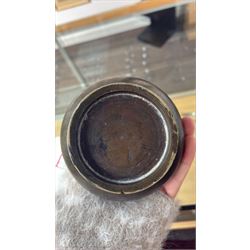 Chinese bronze vase, the cartouches containing Arabic characters on a granulated ground, unmarked H19cm