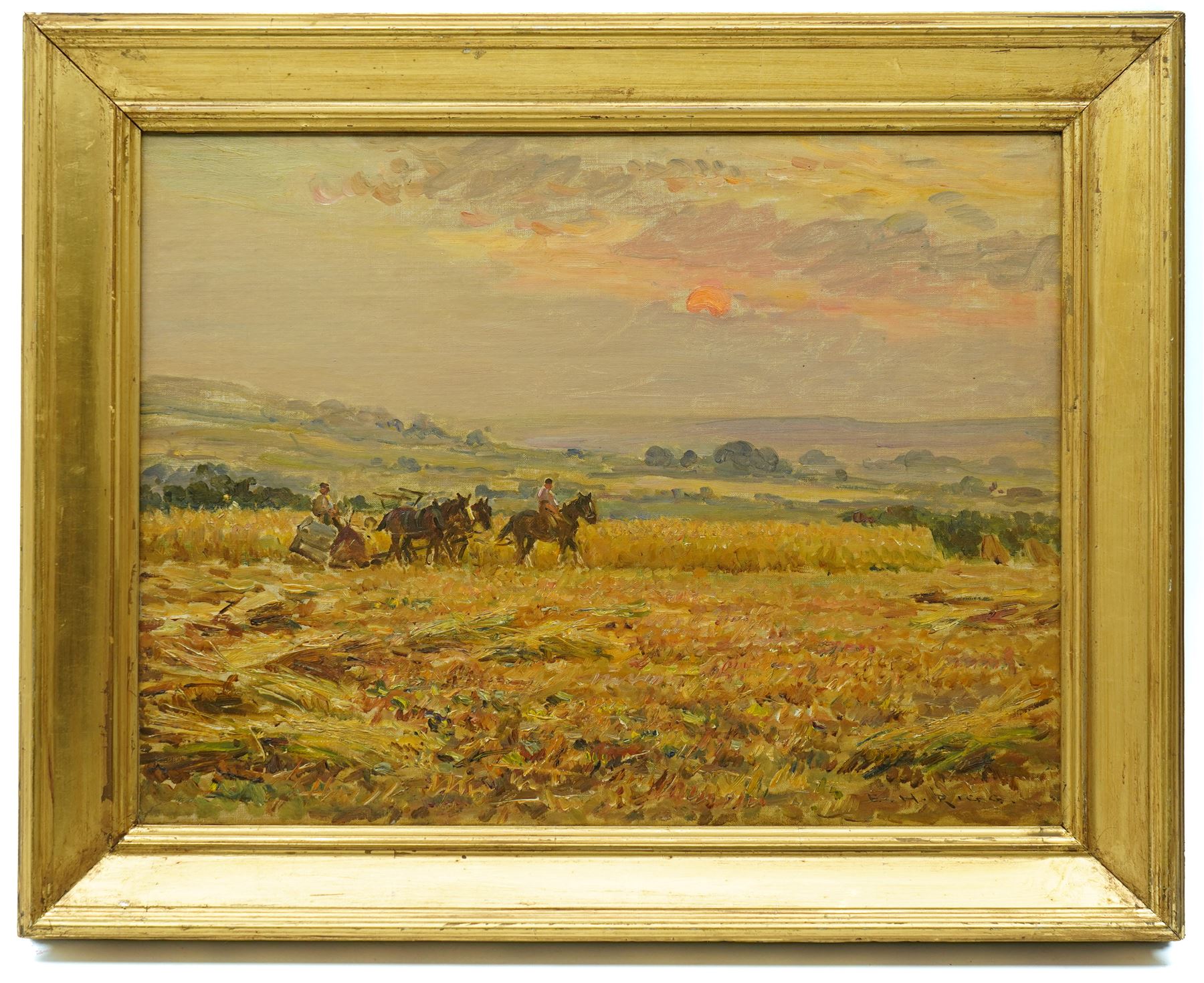 Ernest Higgins Rigg (Staithes Group 1868-1947): 'Hinderwell - Haytime', oil on canvas signed, titled in a later hand verso 45cm x 60cm