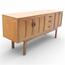 G-Plan - ‘Brasilia’ teak sideboard, rectangular top with moulded edge above a central bank...