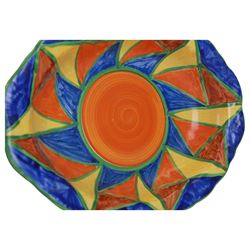 Newport Pottery, dish in Original Bizarre pattern, with printed and signed mark beneath, H5cm