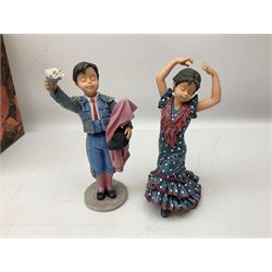 Two limited edition boxed Nadal Studio figures comprising The Triumphant Matador and 'The Art of Flamenco Dancing' , with certificates, together with three Spanish style figures