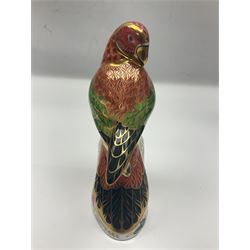 Royal Crown Derby paperweight, Lorikeet, limited edition 325/2500, with gold stopper and printed mark beneath, with certificate and original box