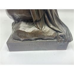 After Christopher Gabriel Allegrain (1710-1795),  Venus au bain, bronze, upon square plinth, Impressed F Barbedienne Fondeur, the base impressed C G Allegrain Fecit 1767, and bearing Barbedienne foundry seal, overall H51cm