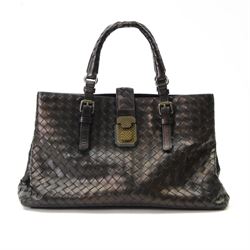 Turkish leather ladies handbag, with three compartments and metal clasp, W30cm 