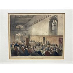 Charles Augustus Pugin (British 1762-1832) and Thomas Rowlandson (British 1757-1827): 'Guildhall' and 'Doctors Commons', pair early 19th century hand-coloured lithographs 22cm x 27cm