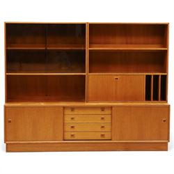 Clausen & Son Silkeborg - Danish 1960s teak highboard wall unit, the upper modular section...
