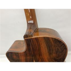 Spanish Gitano Manuel Rodriguez EMC1 Maccaferri acoustic guitar, c2000, the cedar top with D-hole, L98cm overall; in lightweight hard carrying case.