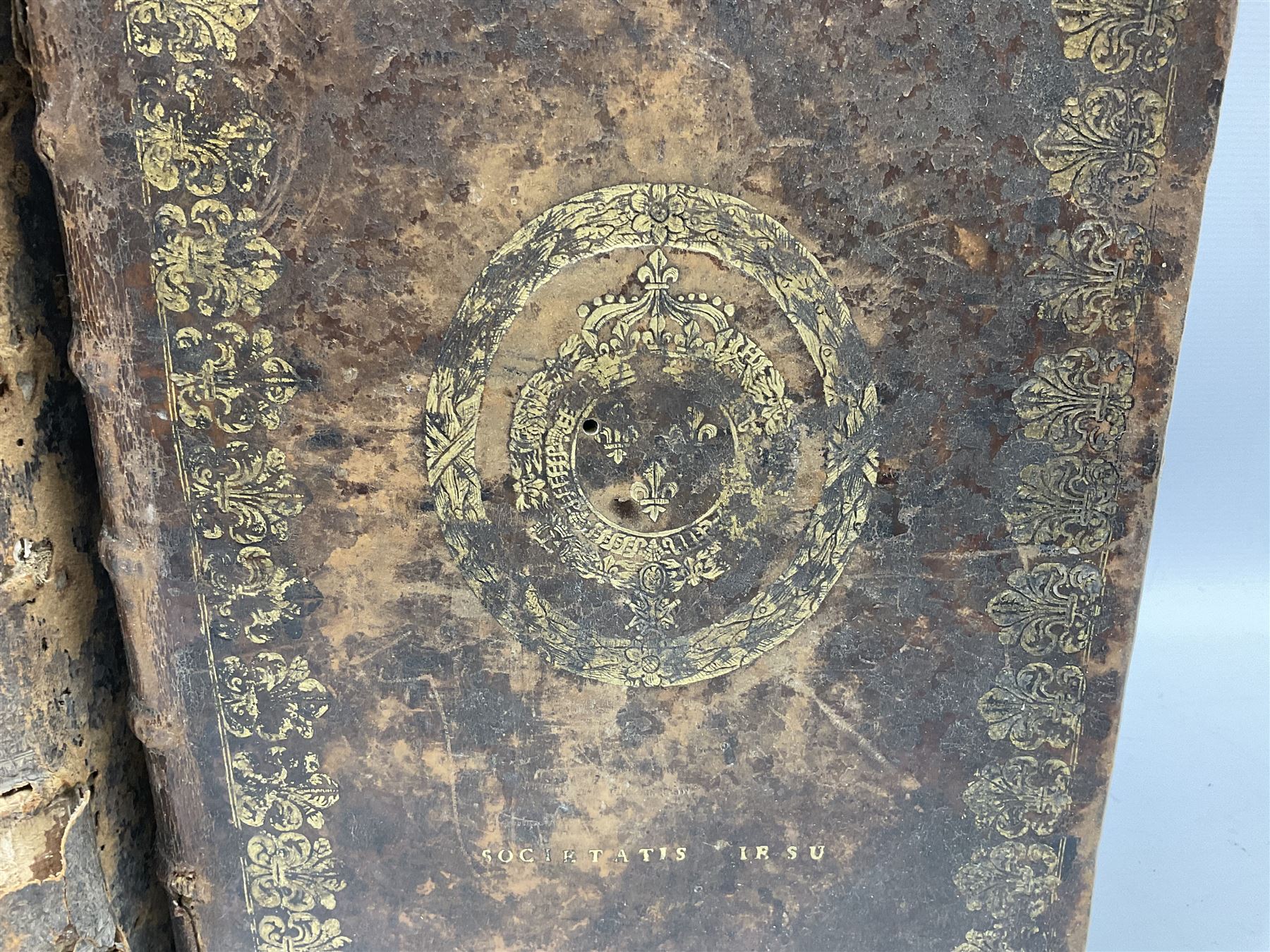 Three 17th century Lugduni (Lyon) printed books each with engraved title page in red and black comprising R.P. Corn Cornelii A Lapide .... Tomus Primus. 1690; R.P. Cornelii Cornelii A Lapide .... 1683; and Hortus Pastorum Sacrae Doctrinae Floribus Polymitus .... 1668. All folio with full calf bindings (3)
