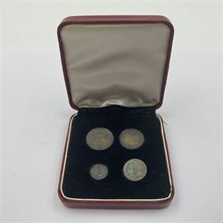 Queen Victoria 1898 maundy coin set, housed in a modern 'Maundy Money' case