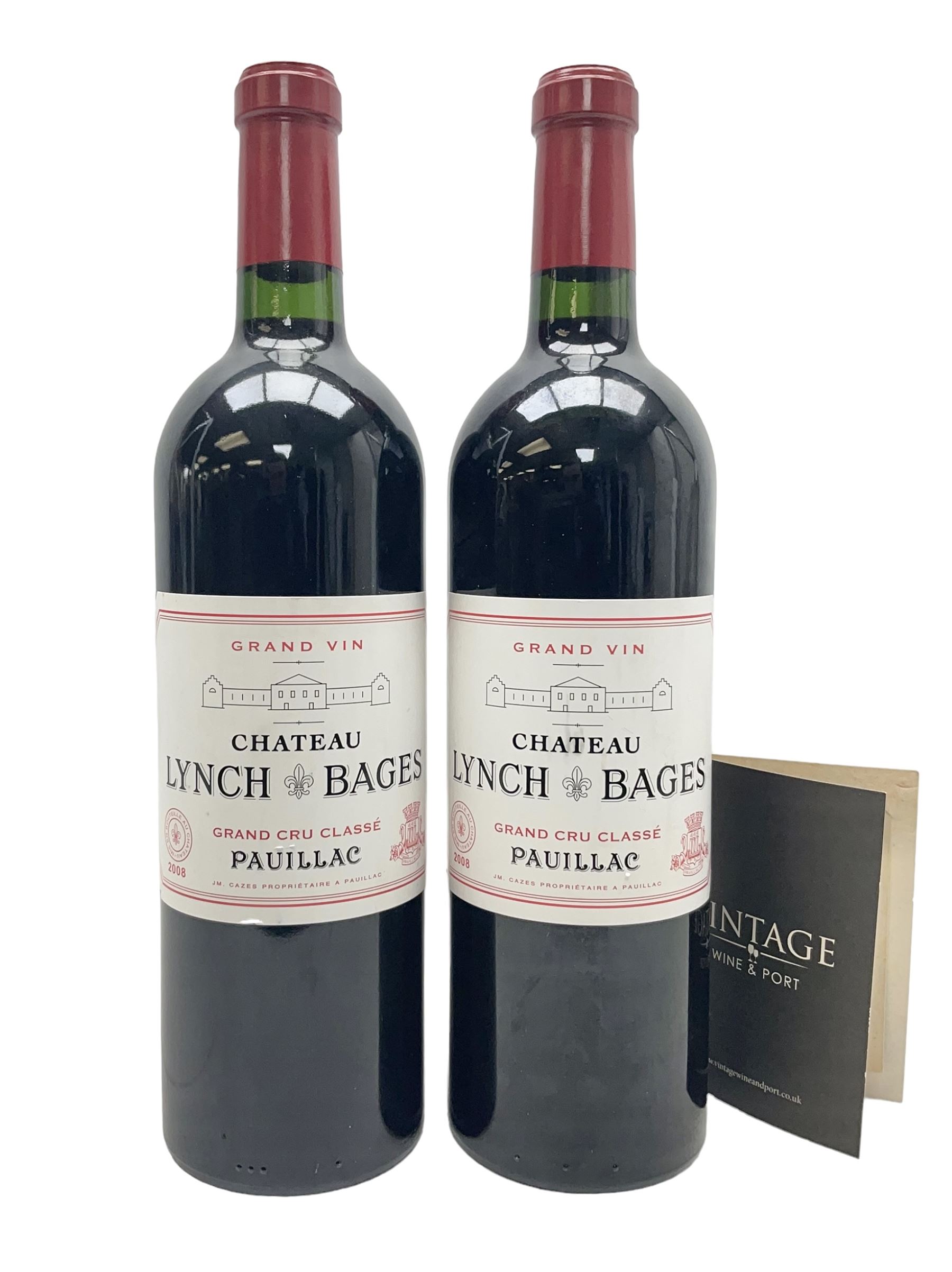 Chateau Lynch Bages, 2008, Grand Cru Classe Pauillac, 750ml, 13% vol, two bottles 