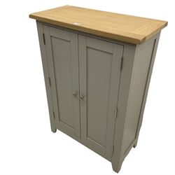 Cotswold Company - shoe cabinet, grey finish with oak top