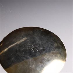 Two silver-gilt patens, comprising French silver example, of typical flatted circular form, engraved IHS to underside, with Minerva's head mark to one side and a 1960s example of similar form engraved IHS to underside, hallmarked Pepper & Hope Ltd, Birmingham 1967, largest D12.5cm