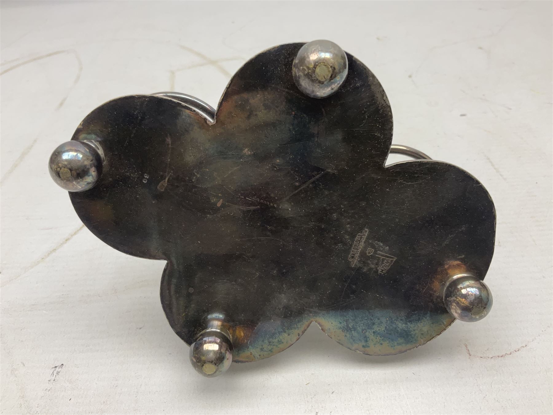 Walker & Hall silver plated RAF mess cruet frame H16.5cm; after Chas C