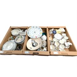 Old Tupton Ware vase, Royal Doulton Juno pattern dinner wares and other ceramics, in three boxes, etc