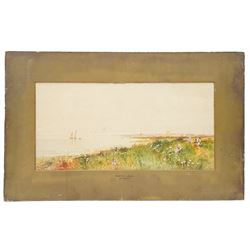 Fred Hines (British 1875-1928): Landscape with Thatched Cottage, oil on board signed; together with Ed Norton (British 19th/20th Century): ‘Poppy Land’, signed titled and dated max 19cm x 40cm (2) (one unframed)