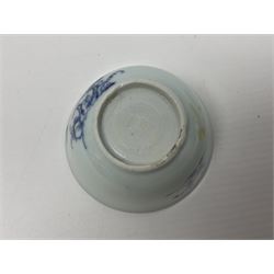 Chinese Nanking Cargo tea bowl and saucer, each decorated with pin tree, saucer with Christie's lot label beneath, tea bowl D7.5cm, saucer D11.5cm