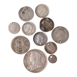 Great British pre-1920 silver coins, including Elizabeth I 1574 threepence, Charles II 167...