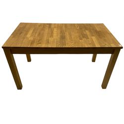 Light oak extending dining table with leaf