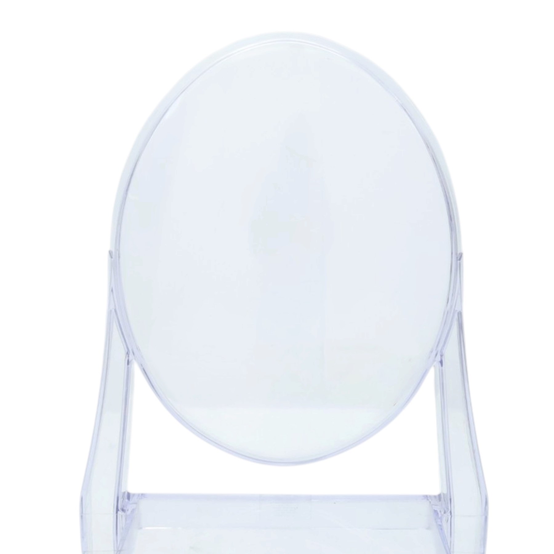 In the manner of Kartell Louis 'Ghost' chairs, transparent moulded plastic, with oval backs and shaped seats, raised on tapering supports