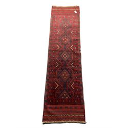 Meshwani red and blue ground runner, repeating border