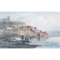 George Scarth French (British fl.1894-1910): View of Whitby, watercolour signed and dated 1885, 15cm x 24cm; together with another of 'Whitby Early Morning' signed with initials EMA, 10.5cm x 15cm and two others of Ugthorpe Lane, near Whitby, max 17cm x 25cm (4)