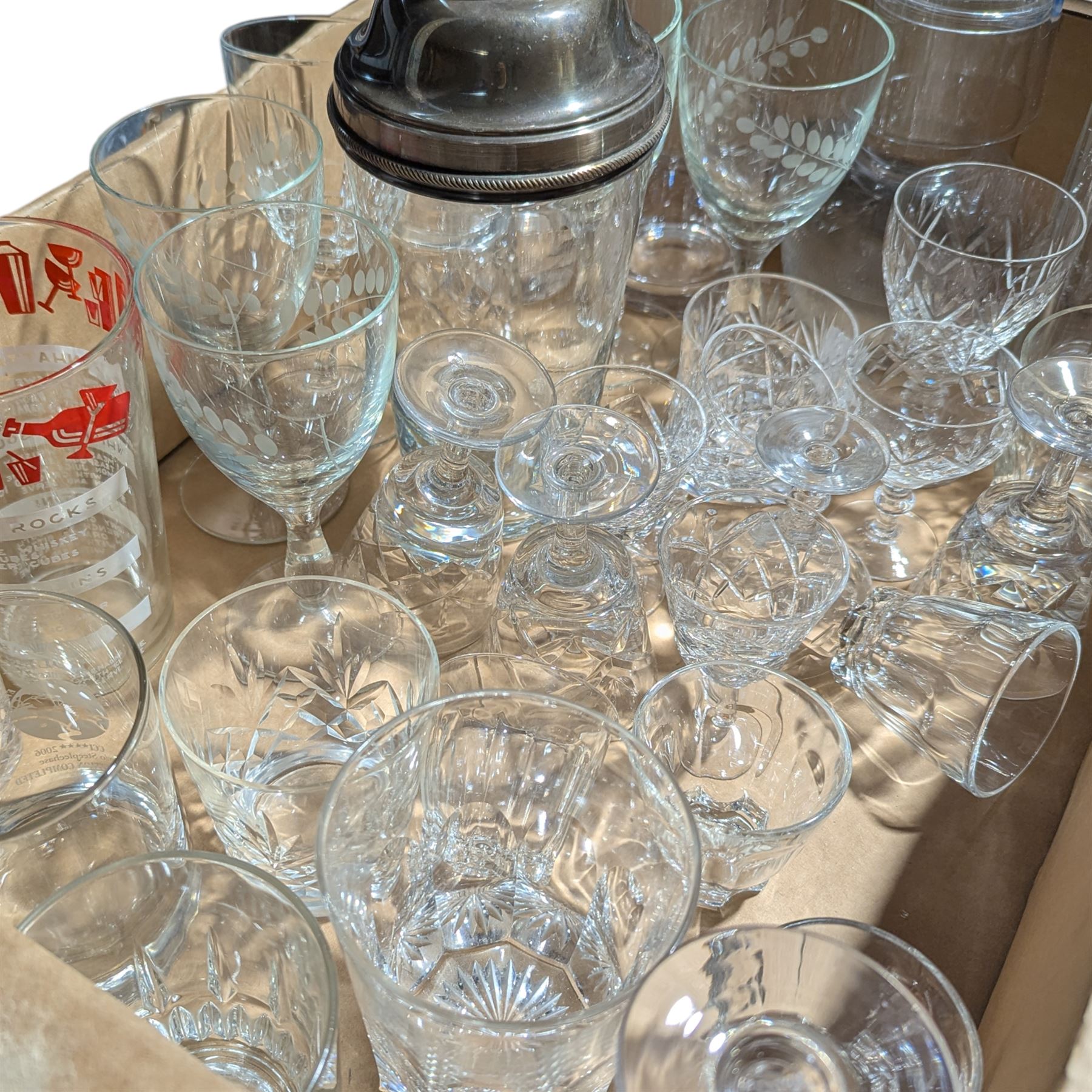 Large collection of mixed glassware, including etched examples 
Provenance: from the Kirkham Hall estate.
