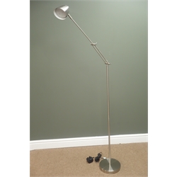  Silver metal adjustable reading lamp, H184cm (This item is PAT tested - 5 day warranty from date of sale)  